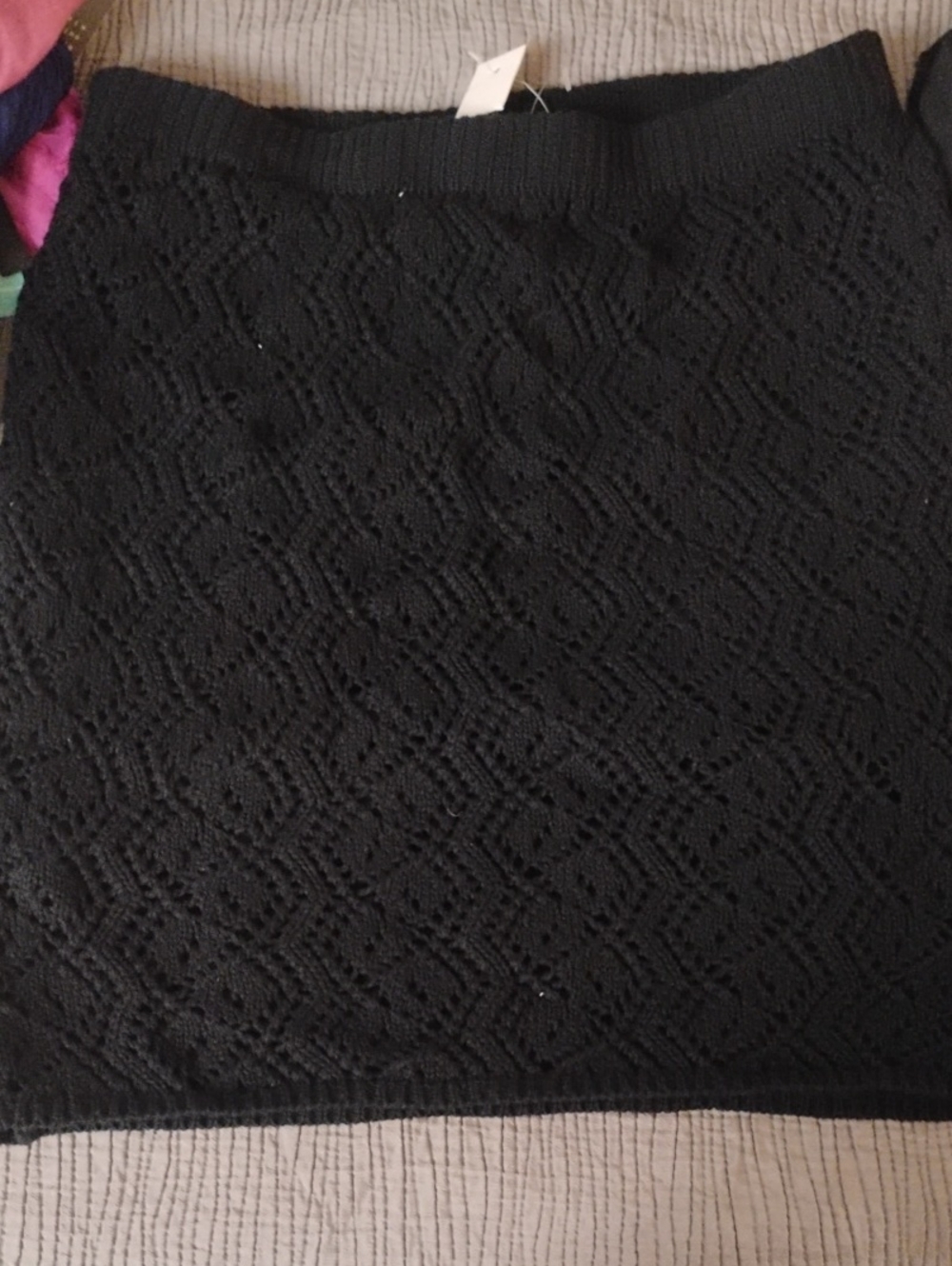 Source Unknown Black Textured Knit Pencil Skirt